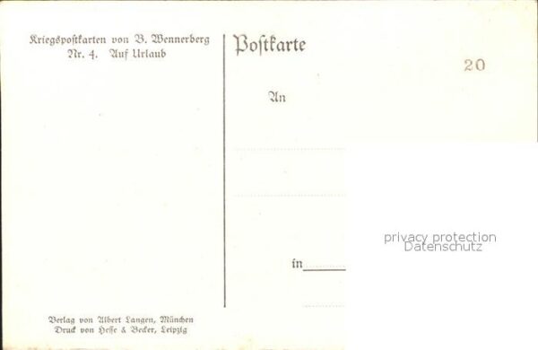 Wennerberg Brynolf Nr. 4 Auf Urlaub Kriegspostkarte – Bild 2