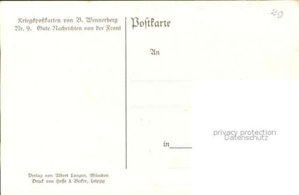 Wennerberg Brynolf Nr. 9 Kriegspostkarten Nachrichten von – Bild 2