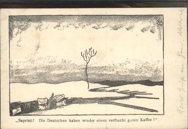 Militaria Humor Sapristi guten Kaffee Zeichnung