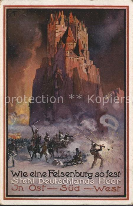 Feldpost-Motiv WK1 Felsenburg Deutsches Heer Ost Süd West
