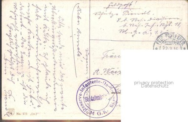 Feldpost-Motiv WK1 Felsenburg Deutsches Heer Ost Süd West – Bild 2