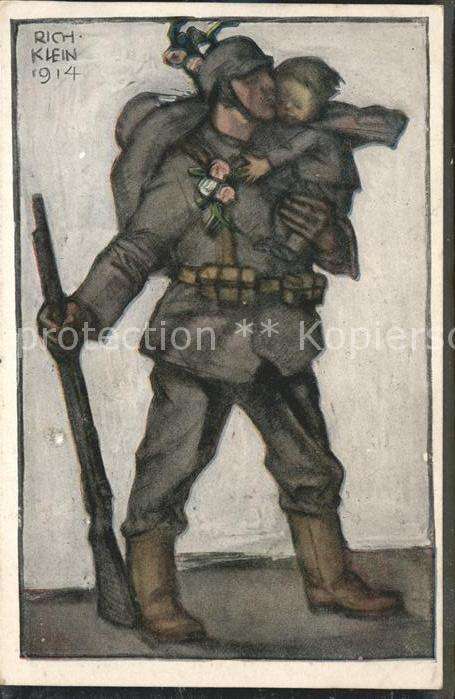 Kuenstlerkarte Rich Klein Soldat Kind Uniform