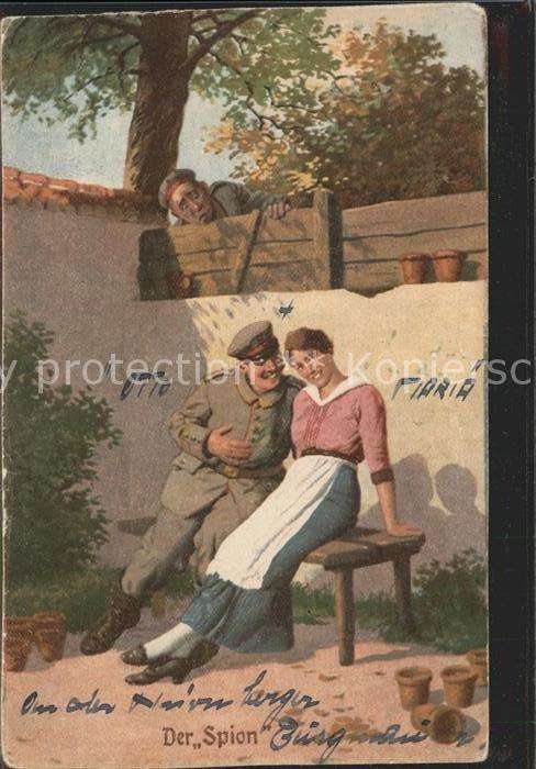 Militaria Humor Der Spion Künstlerkarte