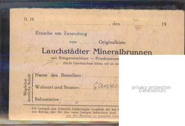 Werbung Reklame Lauchstädter Mineralbrunnen Krieg – Bild 2