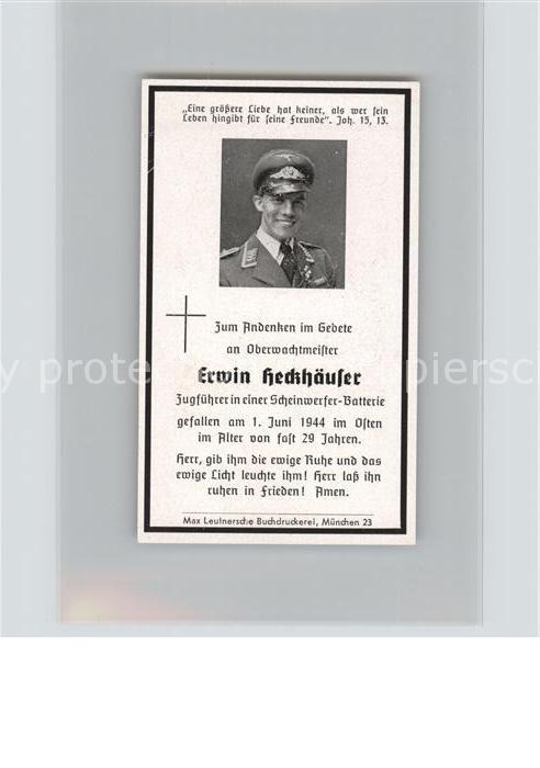 Tod Todesanzeige Erwin Heckhäuser Zugführer