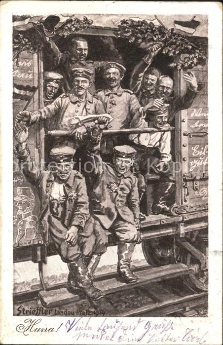 Kuenstlerkarte Strieffler Landau Pfalz Eisenbahn Solda
