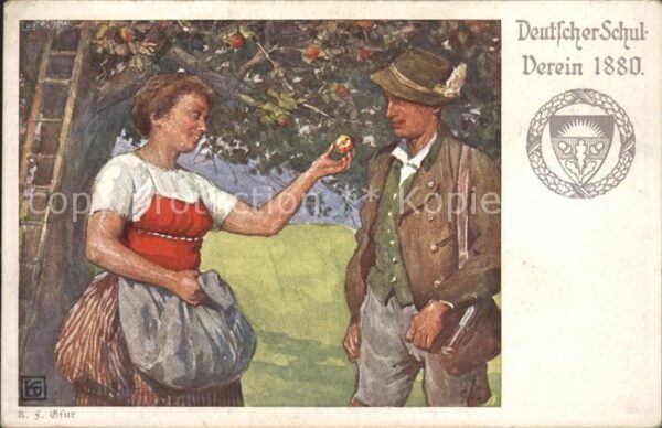 Kuenstlerkarte Deutscher Schulverein 1880