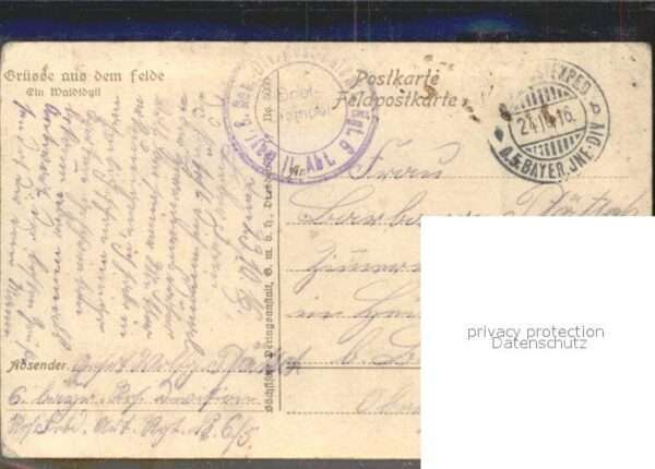 Militaria WK1 Grüsse aus dem Felde Waldidyl – Bild 2