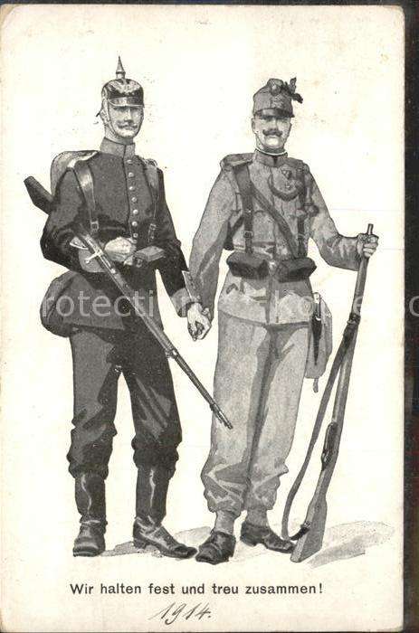 Militaria WK1 Wir halten fest und treu zusammen Solda