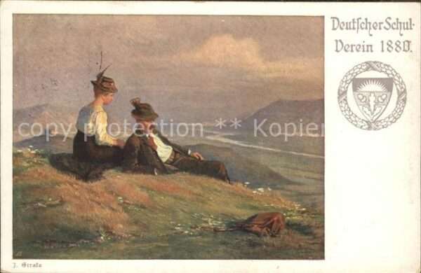 Kuenstlerkarte J. Strala Deutscher Schulverein 1880 Wa