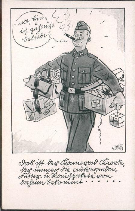 Humor Militaer Pakete Wurst Zigarre Künstlerkarte