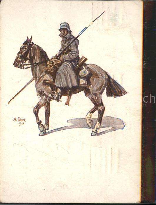 Kuenstlerkarte R. J. Pferd Soldat