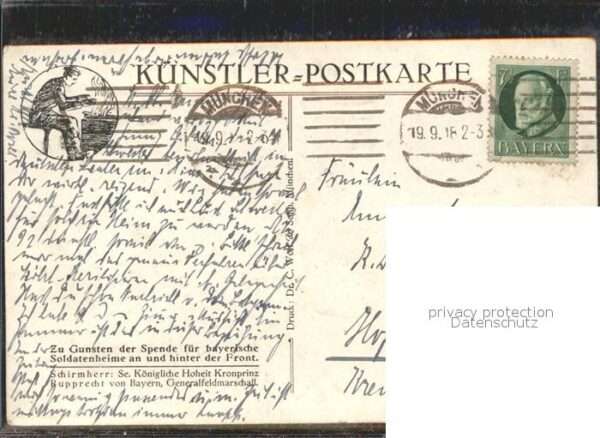 Kuenstlerkarte R. J. Pferd Soldat – Bild 2