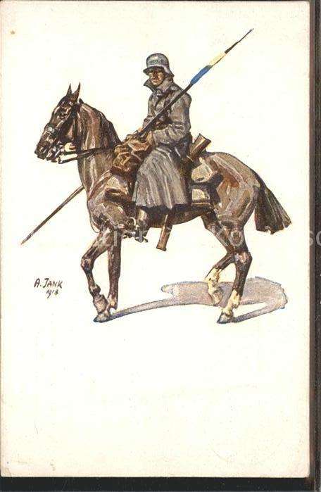 Kuenstlerkarte A. Jank Pferd Soldat