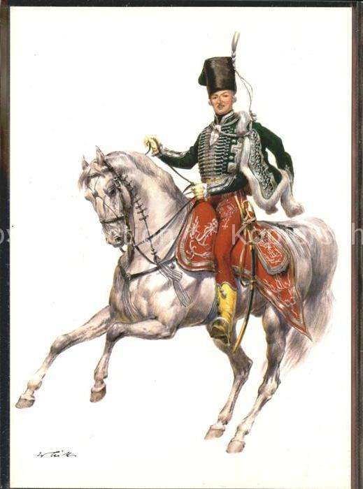 Kuenstlerkarte Pferd Soldat historische Uniformen