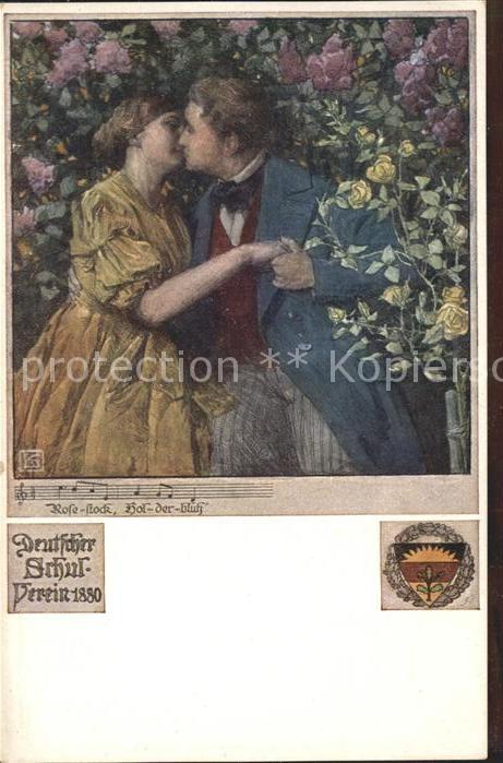 Verlag Schulverein Nr. 460 Liederkarte Rosestock Liebespaar
