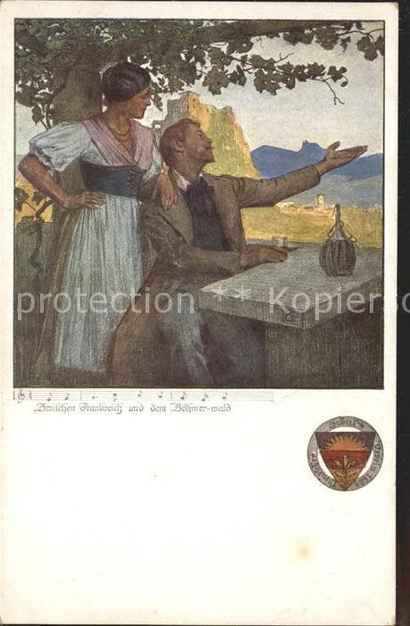 Verlag Schulverein Nr. 461 Liederkarte zwischen Frankreich und