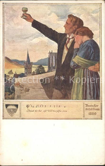 Verlag Schulverein Nr. 559 Liederkarte Wein Liebespaar