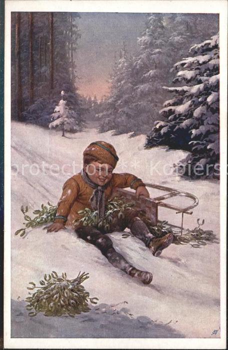 Verlag Schulverein Nr. 761 Schlitten Winter Kind