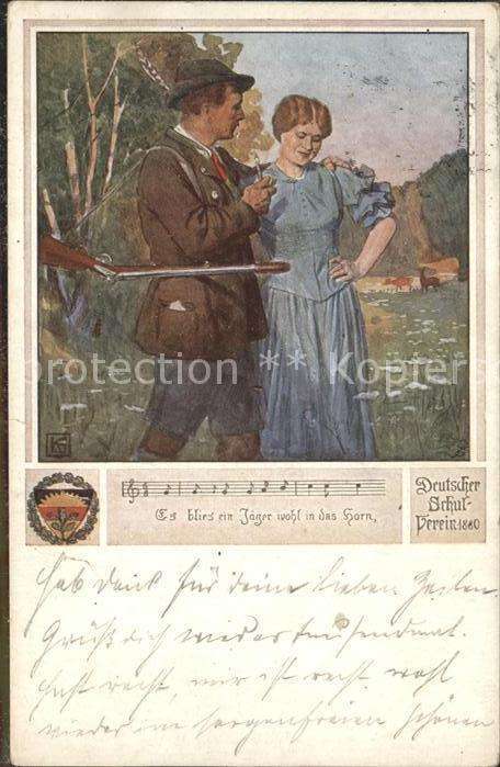 Verlag Schulverein Nr. 464 Liederkarte Gewähr Jäger