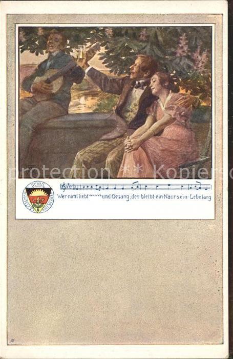 Verlag Schulverein Nr. 63 Liederkarte Wein Musikant