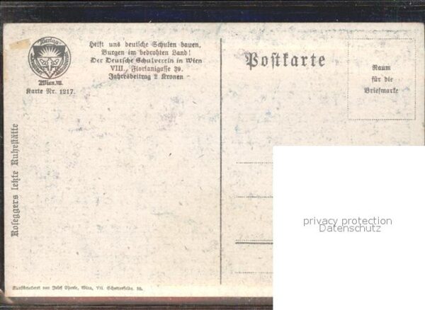 Verlag Schulverein Nr. 1217 Ruhestätte Grabstätte Künstlerkart – Bild 2