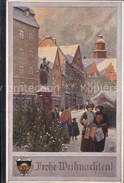 Verlag Schulverein Nr. 609 Wihnachten Denkmal Tannenbaum