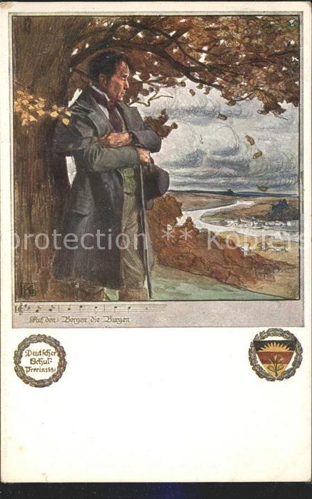 Verlag Schulverein Nr. 458 Liederkarte Bergen Burgen