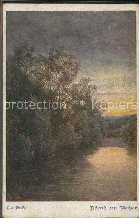 Verlag Schulverein Nr. 883 Abend Künstlerkarte Otto Pfeiffer