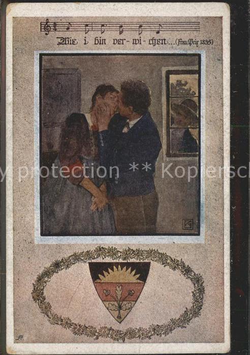 Verlag Schulverein Nr. 1070 Liederkarte Liebespaar