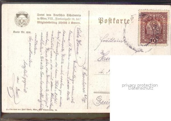 Verlag Schulverein Nr. 858 Schwert Stilleben Künstlerkarte – Bild 2