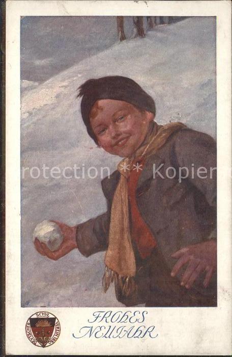 Verlag Schulverein Nr. 115 Neujahr Winter Schneeball Kind