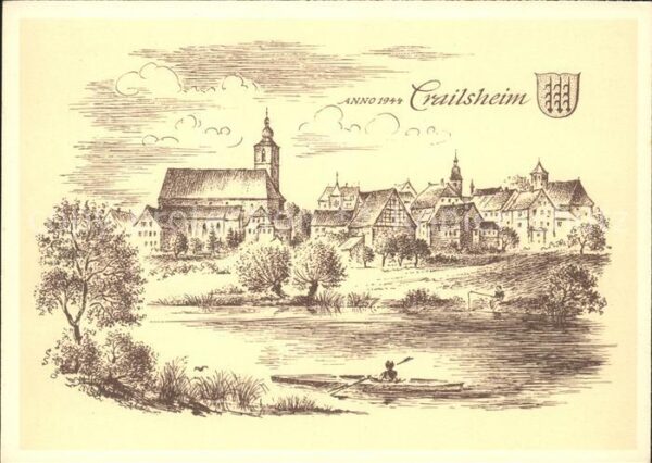 Kuenstlerkarte Crailsheim anno 1944 Württembergische S