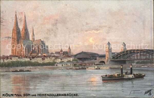 Verlag Tucks Oilette Nr. 2006 Kölner Dom Hohenzollernbrücke Damp
