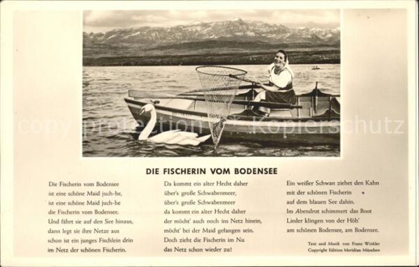 Liederkarte Die Fischerin vom Bodensee Schwan Boot