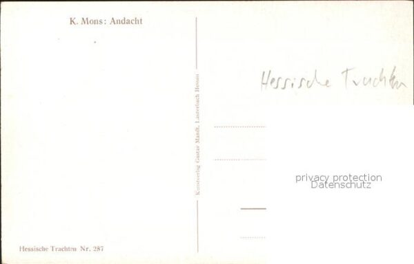 Trachten Hessen Hessen Künstlerkarte K. Mons Nr. 287 An – Bild 2