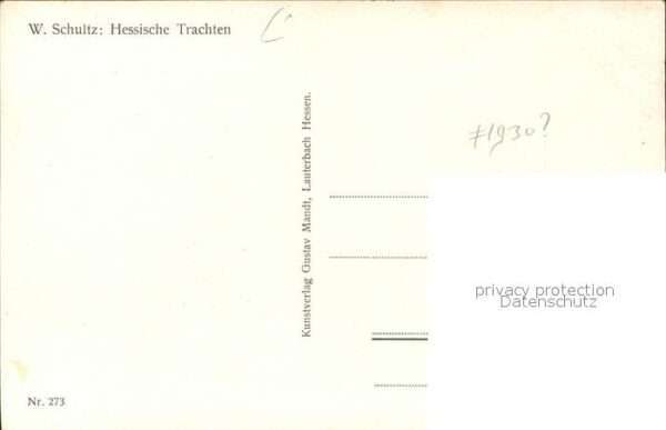 Trachten Hessen Hessen Künstlerkarte W. Schultz Nr. 273 – Bild 2