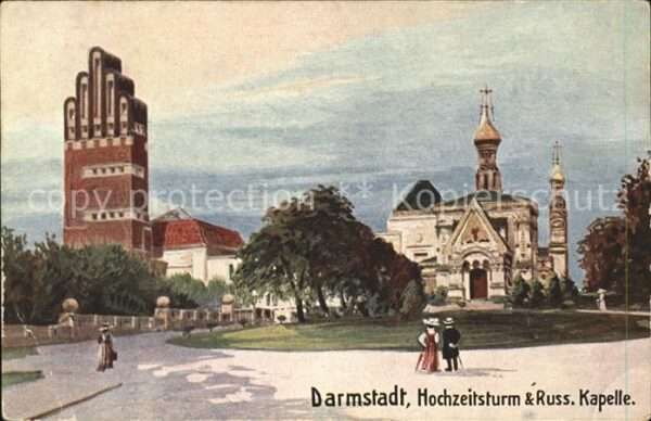 Verlag Wiedemann WIRO Nr. 1874 A Darmstadt Hochzeitsturm Russisch