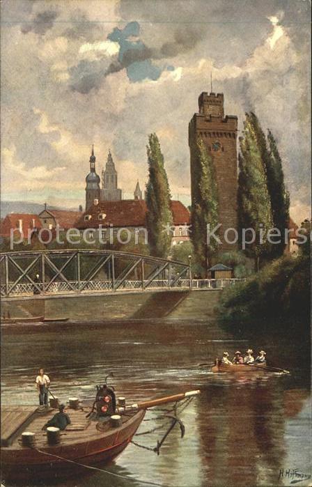 Hoffmann Heinrich Heilbronn Partie am Neckar Götzenturm N