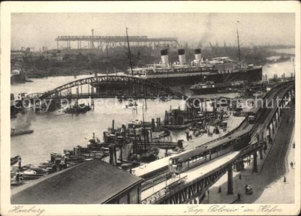 Dampfer Oceanliner Cap Polonio Hafen Hamburg Eisenbahn
