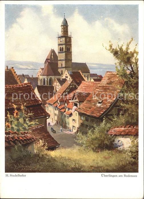 Kuenstlerkarte H. Stadelhofer Überlingen am Bodensee N