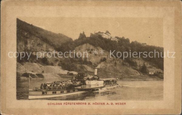 Dampfer Seitenrad Schloss Fürstenberg b. Höxter a.d. Wese