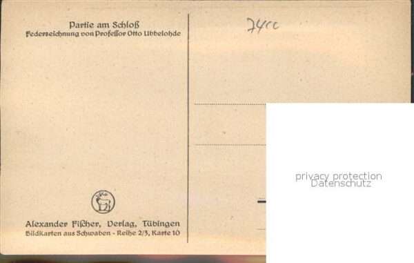 Ubbelohde Otto Federzeichnung Partie am Schloß Tübinge – Bild 2