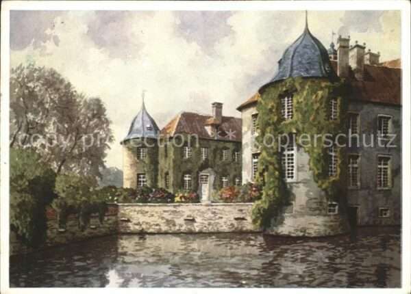 Kuenstlerkarte Westfälische Wasserburgen Schloss Ittli