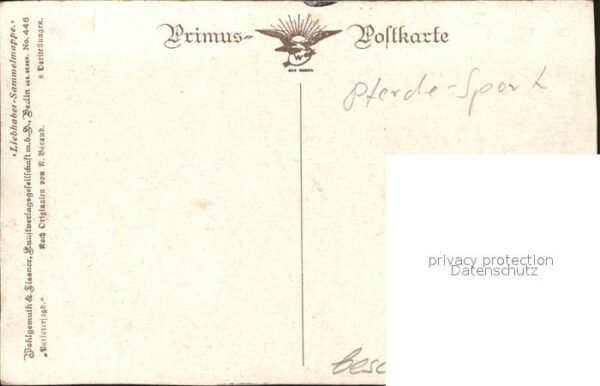 Pferdesport Pferderennen Reitsport Zeichnung Künstlerkarte Primus-Postkart – Bild 2