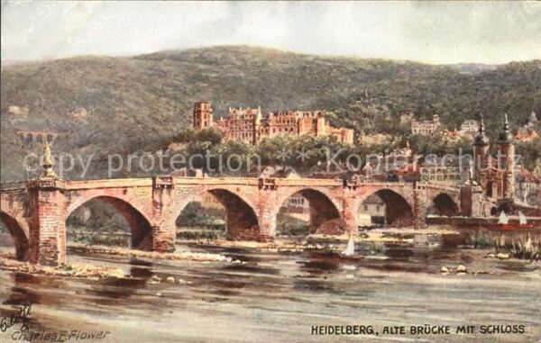 Verlag Tucks Oilette Nr. 610 B Heidelberg Schloss Brücke