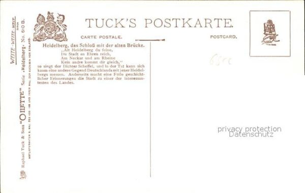 Verlag Tucks Oilette Nr. 610 B Heidelberg Schloss Brücke – Bild 2