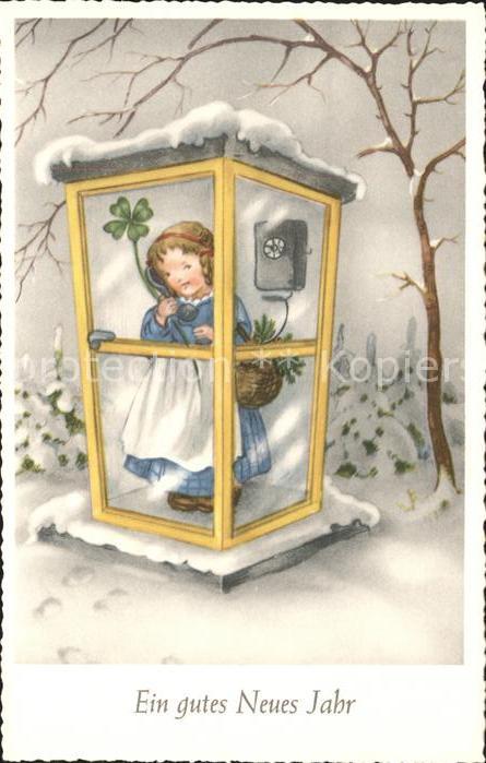 Neujahr Telefonzelle Kind