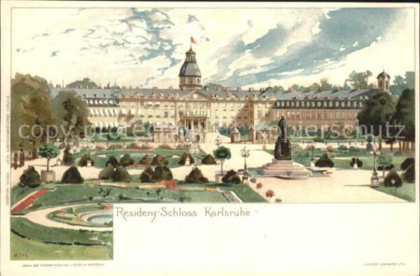 Kuenstlerkarte Schloss Karlsruhe Residenz