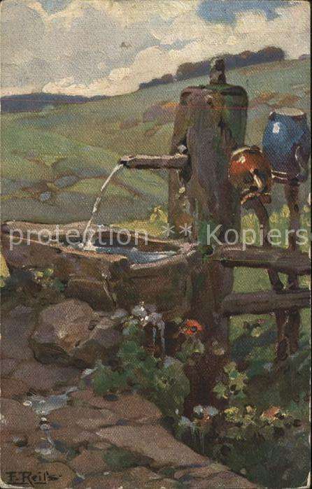 Kuenstlerkarte E. Reifs Brunnen Schwarzwald